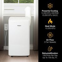 Whirlpool - 700 Sq. Ft 14,000 BTU ASHRAE (10,000 BTU SACC) Portable Air Conditioner with 10,000 B... - Left View