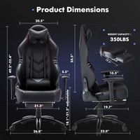 Bestier - Sweat-Proof PU Leather Gaming Chair Armrest Lumbar Support Ergonomic Office Chair with ... - Left View