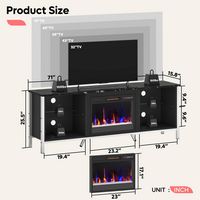 Bestier - TV Stand with Fireplace for TV Gaming Entertainment Center Up to 75