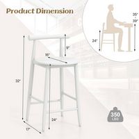 Costway Bar Chair Counter Height Stools Set of 4 with Acacia Wood Frame Supporting Legs - White - Left View