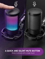FIFINE A6V USB Condenser Microphone with RGB Lighting - Plug & Play USB-C, Touch Mute for PC, PS5... - Left View