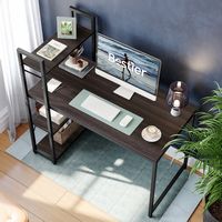 Bestier - 47inch Small Gaming Computer Desk with Shelves for Home Office - Black walnut - Left View