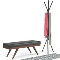 Simpli Home - Chanelle Mid Century Ottoman Bench - Distressed Black - Left View