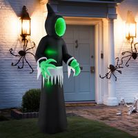 Costway - 8 FT Giant Halloween Inflatable Ghost Blow up Ghost Decoration with Built-in LED Lights... - Left View