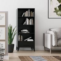 Simpli Home - Harper Bookcase with Storage - Black - Left View