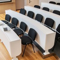 Costway Set of 5 Office Guest Chair Stackable Reception Chair Waiting Conference Room - Black - Left View