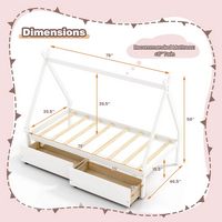 Costway Twin Size Wooden House Bed with 2 Drawers Roof Storage for Boys & Girls - White - Left View