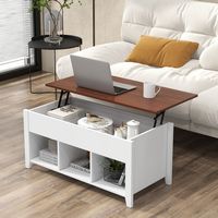 Costway Lift Top Coffee Table w/ Hidden Compartment and Storage Shelves Modern Furniture - White - Left View