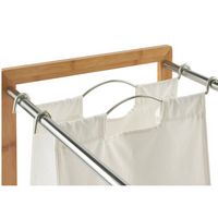 TRINITY - EcoStorage | 3-Bag Bamboo Laundry Cart | Poles - Chrome - Left View