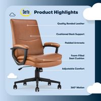 Serta - Comfort Mid-Back Bonded Leather Executive Office Chair - Cognac - Left View