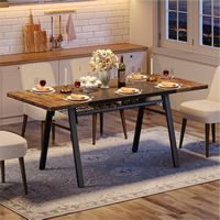 Bestier 70inch Rectangular Dining Table with Basket Storage Wooden Kitchen Table with Sturdy Meta... - Left View