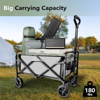 Bestier Folding Collapsible Wagon Utility Camping Cart W/Wheels & Adjustable Handle - Grey - Left View