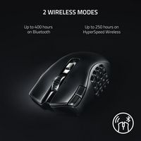 Razer - Naga V2 HyperSpeed MMO Optical Gaming Mouse with 19 Programmable Buttons - Wireless - Black - Left View