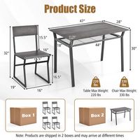Costway 5 Piece Dining Table Set Industrial Rectangular Kitchen Table with 4 Chairs - Grey - Left View