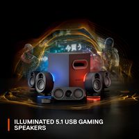 SteelSeries - Arena 9 5.1 Bluetooth Gaming Speakers with RGB Lighting (6 Piece) - Black - Left View