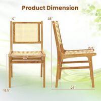 Costway 1 PCS Rattan Dining Chair with Cane Woven Backrest & Seat & Teak Wood Frame - Natural - Left View