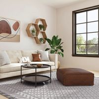 Simpli Home - Brody Large Square Coffee Table Pouf - Distressed Dark Brown - Left View