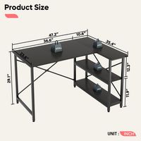 Bestier - 47inch Small L Shaped Desk with Storage Shelves Corner Gaming Computer Desk - black - Left View