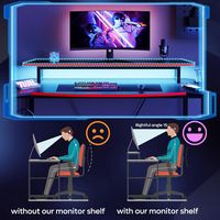 Bestier - Gaming Desk with LED Lights and Monitor Stand - 63