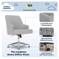 Serta - Leighton Modern Upholstered Home Office Chair with Memory Foam - Cloud Gray - Woven  Fabric - Left View