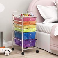 Costway - 6 Drawer Rolling Storage Cart Scrapbook Paper Office School Organizer - Multicolor - Left View
