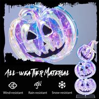 Costway - 3.4 FT Halloween Stacked Pumpkins 150 LED Lighted Pumpkin Decoration - Multicolor - Left View