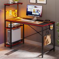 Bestier 44-Inch Gaming Desk with RGB LED Lights Computer Desk Featuring 4-Tier Storage Shelves an... - Left View