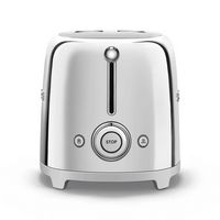 SMEG - TSF02 4-Slice Long Wide-Slot Toaster - Stainless Steel - Left View