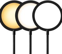 OttLite - Good Housekeeping Circular LED Desk Lamp w/Wireless Charging - Black - Black - Left View