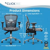 Click365 - Flow Mid-Back Mesh Office Chair - Gray - Left View