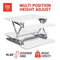 True Seating - Ergo Height Adjustable Standing Desk Converter, Large - White - Left View