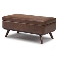 Simpli Home - Owen Lift Top Large Coffee Table Storage Ottoman - Distressed Chestnut Brown - Left View