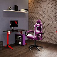 CorLiving - Ravagers Gaming Chair - Purple and White - Left View