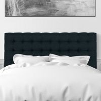 CorLiving - Valencia Square Tufted Upholstered Queen Headboard - Blue - Left View