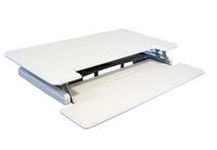 Victor - Compact Height Adjustable Standing Desk Convertor with Keyboard Tray - White - Left View