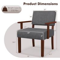 Costway 2PCS Linen Accent Chair Living Room Chair with Soft Padded Seat & Backrest - Gray - Left View