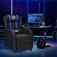 Costway - Theater Style Massage Gaming Chair - Blue + Black - Left View