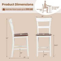Costway Wooden Bar Stool Set of 4 Bar Chairs with LVL Rubber Wood Frame, Backrest, Footrest - White - Left View