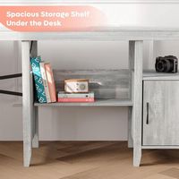 Bestier - Farmhouse L-Shaped Computer Desk with Storage Cabinet and Bookshelf - 60
