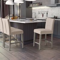 CorLiving - Leila Fabric Square Tufted Counter Height Barstool - Beige - Left View