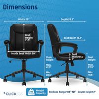 Click365 - Transform 1.0 Upholstered Desk Office Chair - Vegan Leather - Black - Left View
