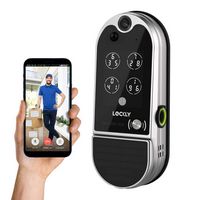 Lockly - Vision Elite Video Doorbell Smart Lock Deadbolt Edition - Satin Nickel - Left View