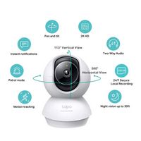 TP-Link - Tapo 360º Pan/Tilt 2K QHD Home Security Camera - No Monthly Fees - White - Left View