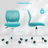 Costway Kids Desk Chair Ergonomic Swivel Children Mesh Study Height Adjustable - Turquoise - Left View