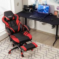 Costway - Adjustable Gaming Chair with Footrest - Red and Black - Left View