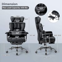 Costway - Big and Tall Executive Office Chair with Footrest Lumbar Support - Black - Left View