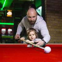 Costway - 48'' Mini Table Top Pool Table Game Billiard Set Cues Balls Gift Indoor Sports - Brown+Red - Left View