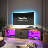 Bestier LED Entertainment Center for Living Rooms Fits TVs up to 75 Inches - Brown - Left View