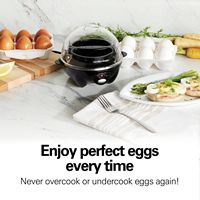 Hamilton Beach - 3-in-1 Egg Cooker with 7 Egg Capacity - Black - Left View