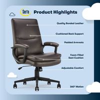 Serta - Comfort Mid-Back Bonded Leather Executive Office Chair - Dark Brown - Left View